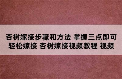 杏树嫁接步骤和方法 掌握三点即可轻松嫁接 杏树嫁接视频教程 视频